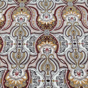 Paisley Print Cotton Fabric Gold Brown White Sewing Crafts Quilting 1 Yard